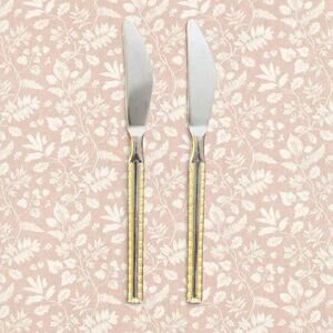 Solingen VTG Set 2 18/10 Stainless Steel & Gold Accent 8" Butter Knives Knife